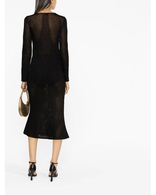 Tom Ford Black Semi-Sheer Long-Sleeved Dress