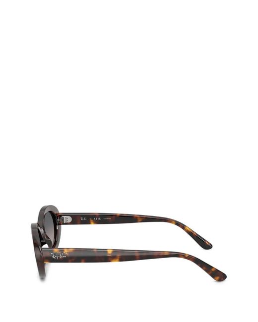 Ray-Ban Gray Tortoiseshell-Effect Oval-Frame Sunglasses