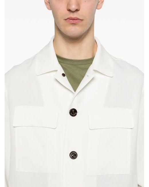 Montecore White Buttoned Flap-Pocket Overshirt for men