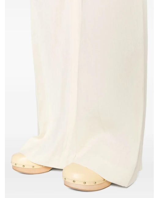 Chloé White Linen Flared Trousers