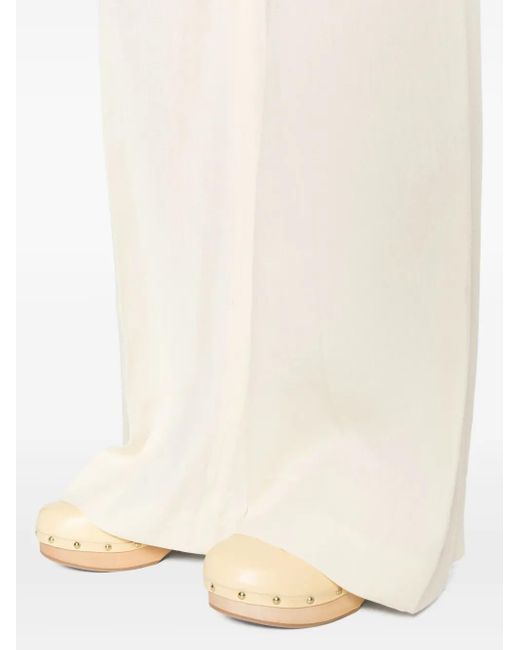 Chloé White Linen Flared Trousers