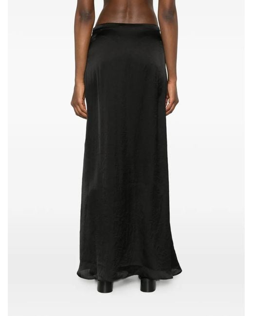 Isabel Benenato Black Wrinkled Maxi Skirt