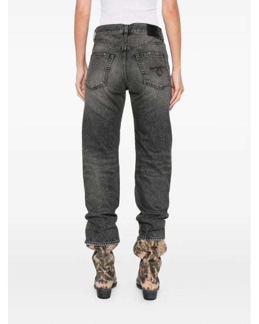 R13 Gray Logo-Patch Jeans