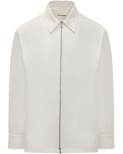 Jil Sander Zip Up Shirt Jacket in White for Men Lyst UK