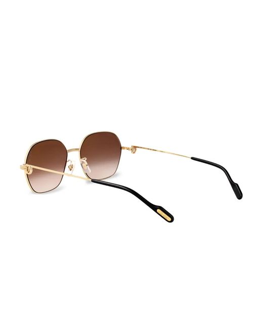 Cartier Brown Geometric-Frame Sunglasses