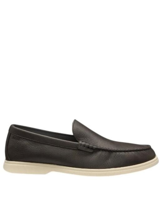 Boss Black Grained Leather Loafers for men