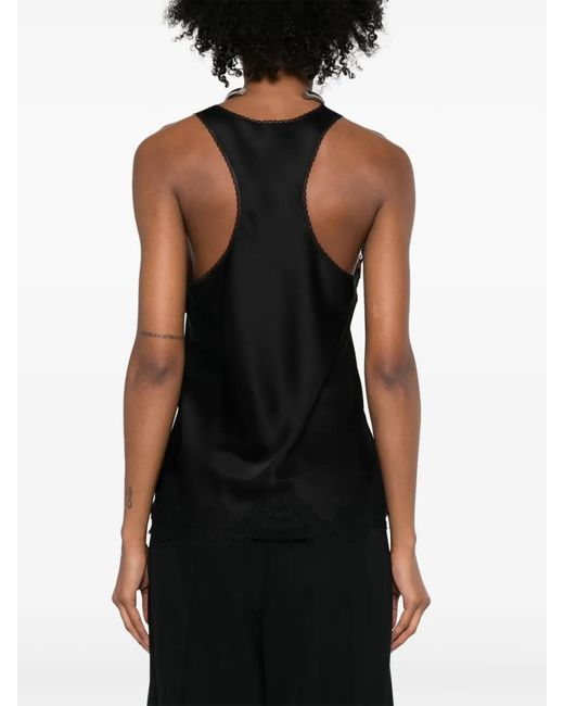Balenciaga Black Lace-Trim Tank Top