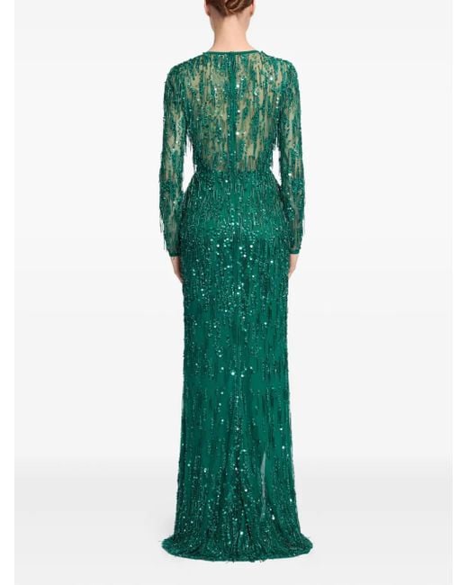 Elie Saab Green Bead-Embellished Maxi Dress