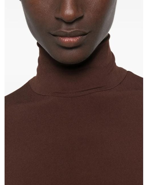 ANDAMANE Brown Ziggy High-Neck Long-Sleeve Bodysuit