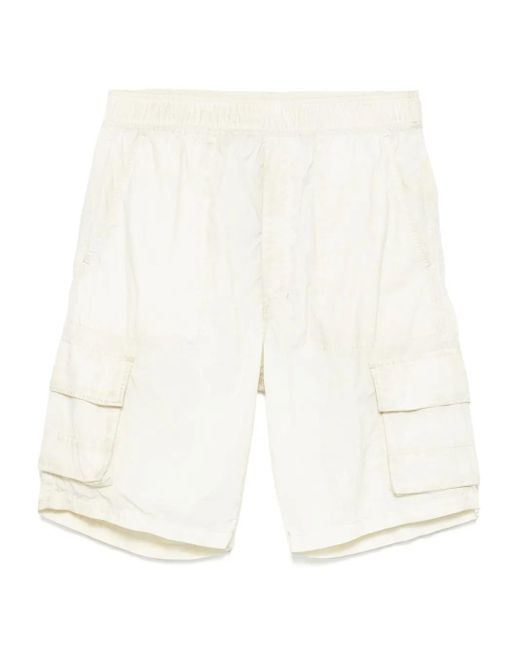 Izzue White Logo-Patch Cargo Shorts for men