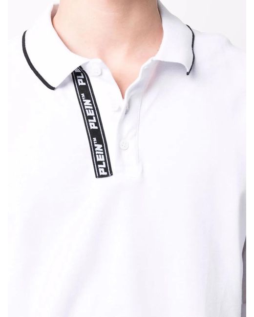 Philipp Plein White Logo Embroidered Polo Shirt for men