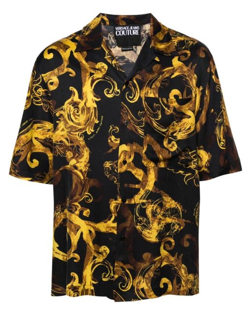 Camisa Watercolour Couture Versace de hombre de color Black