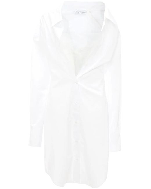 J.W. Anderson White Lace-Detail Shirt Dress