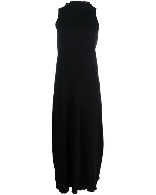 MM6 by Maison Margiela Black Asymmetric Draped Knitted Dress