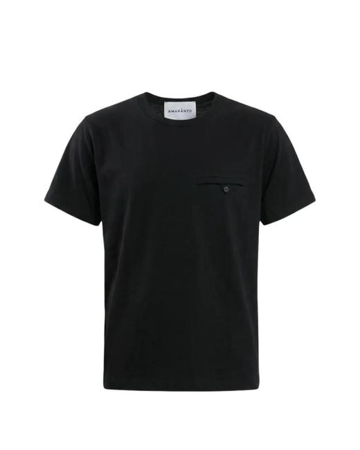 Amaranto Black Button-Pocket T-Shirt for men
