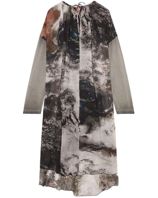 DIESEL Gray D-Lav Midikleid Mit Planeten-Print