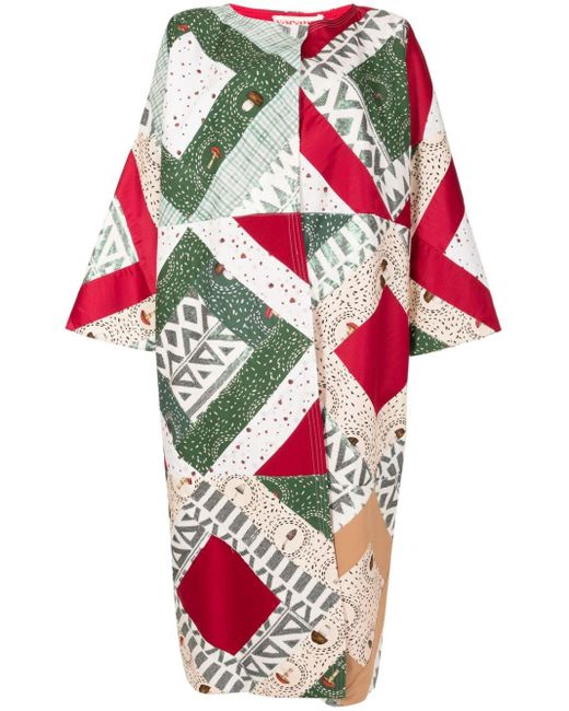Olympiah Red Sequin-embellished Patchwork Cotton-blend Kimono