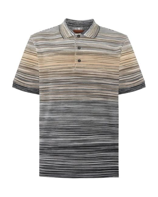 Missoni Gray Striped Ombre Polo Shirt for men