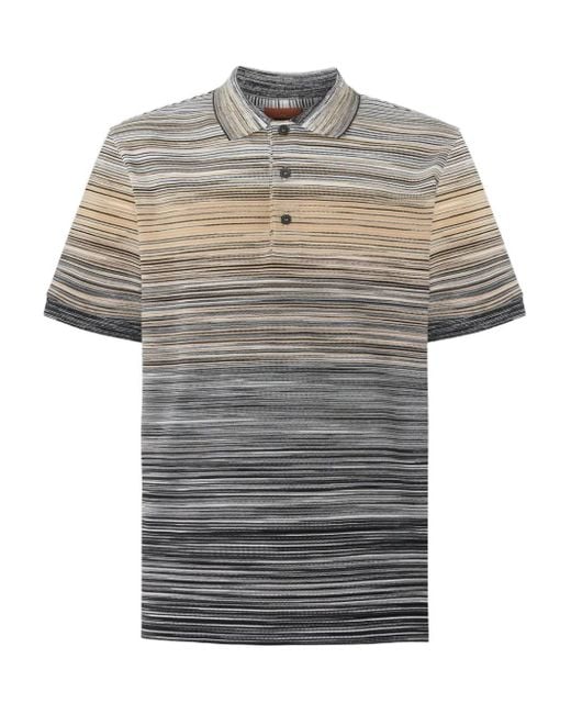 Missoni Gray Striped Ombre Polo Shirt for men
