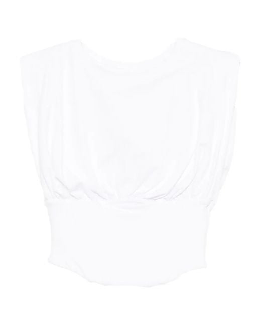GOOD AMERICAN White Crew Neck Tank Top