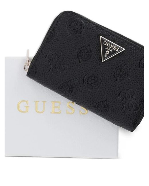 Guess Black Portefeuille Cresidia À Logo