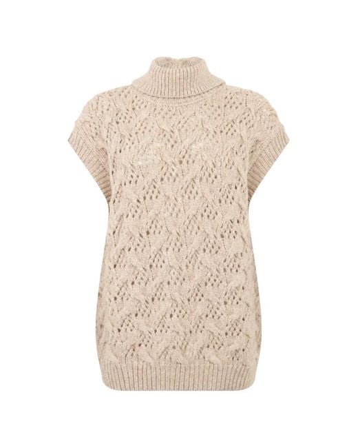 Peserico Natural Cable-Knit Vest