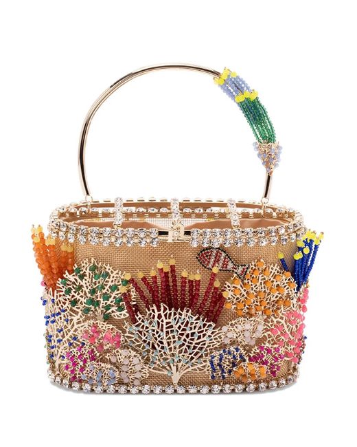 Rosantica White Holli Beaded Coral-Reef Mini Tote Bag