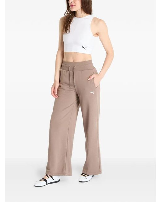 PUMA Pink Logo-Print Drawstring Track Pants