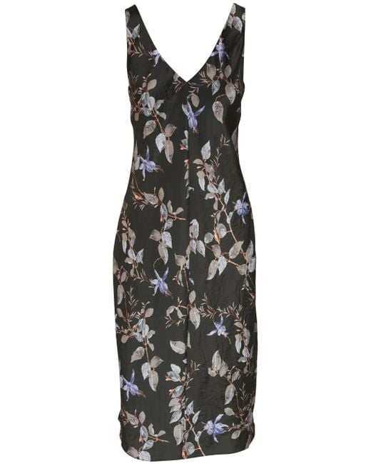 Vince Black Bellflower Dbl V Nk Slip Dress