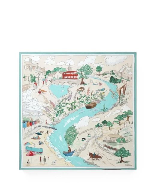 Mulberry Blue Town & Country Square Scarf