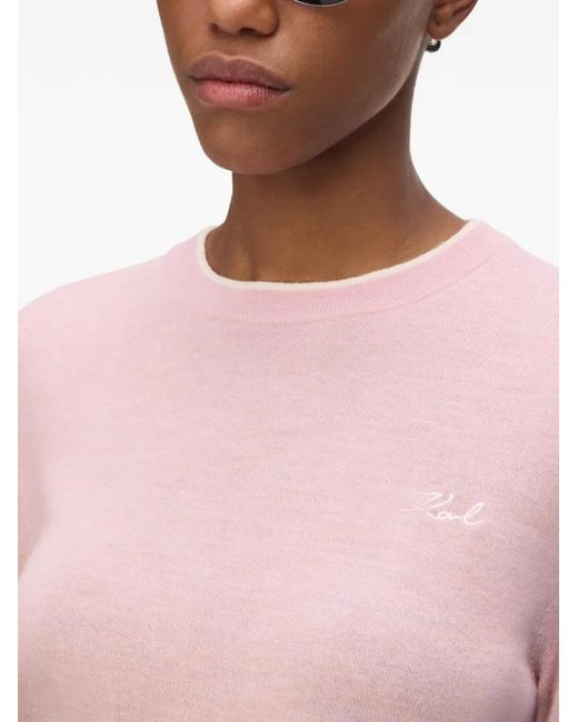 Karl Lagerfeld Pink Merino-Wool Sweater