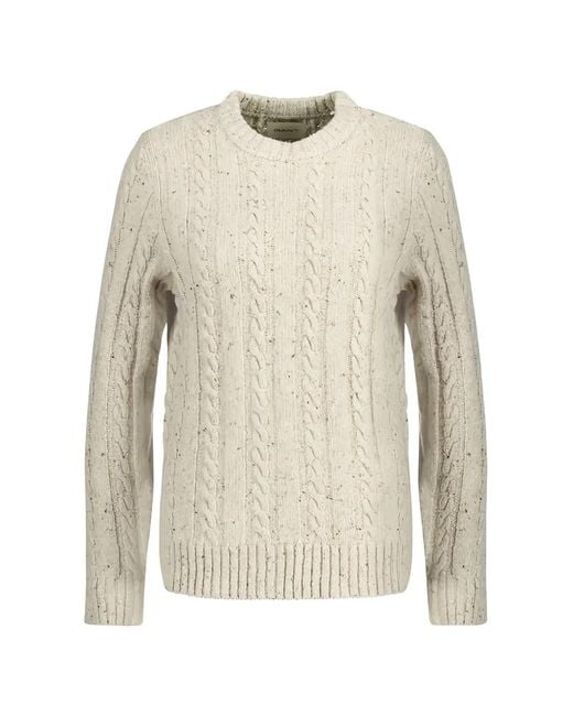 Gant White Cable-Knit Sweater