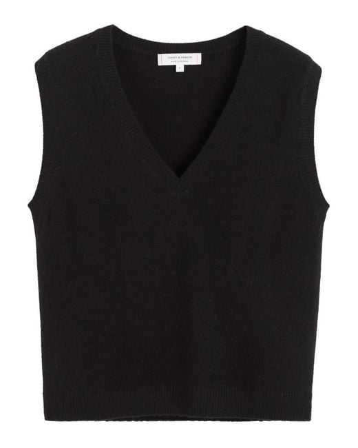 Chinti & Parker Black V-Neck Cashmere Top