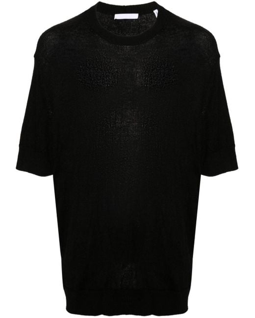 Helmut Lang Black Crushed-effect Crew-neck T-shirt for men