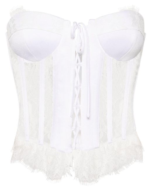 Moschino White Lace-panelling Bustier Top