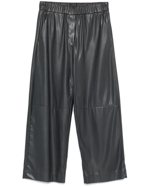 Antonelli Gray Faux Leather Cropped Trousers