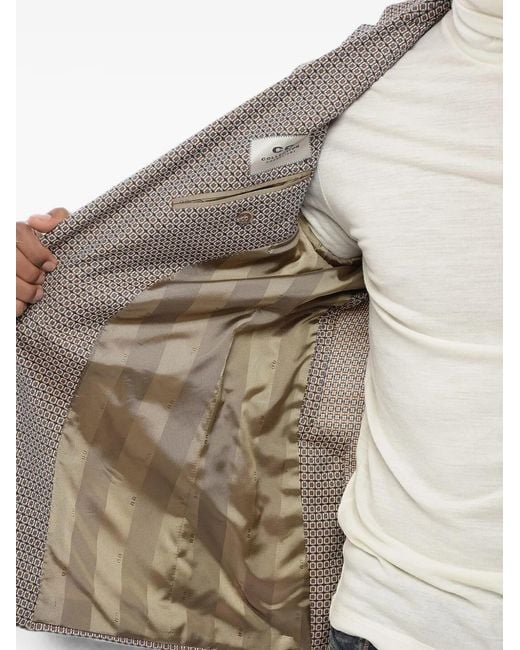 Corneliani Gray Geometric-Pattern Single-Breasted Blazer for men