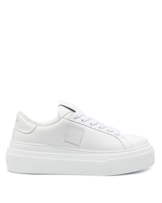 Givenchy City Leren Sneakers Met Plateauzool in het White