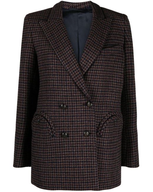 Blazé Milano Black Double-breasted Houndstooth Blazer