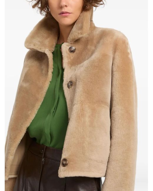 Yves Salomon Natural Jacke aus Faux Shearling