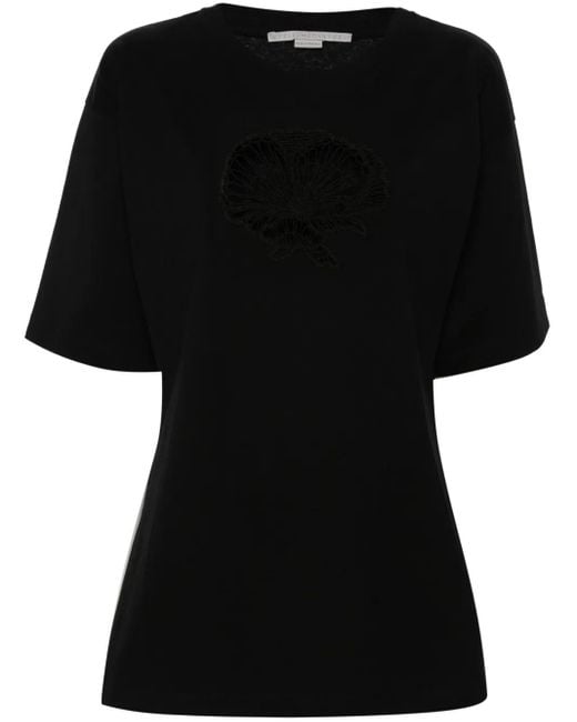 Stella McCartney Black Cut-Out Cotton T-Shirt