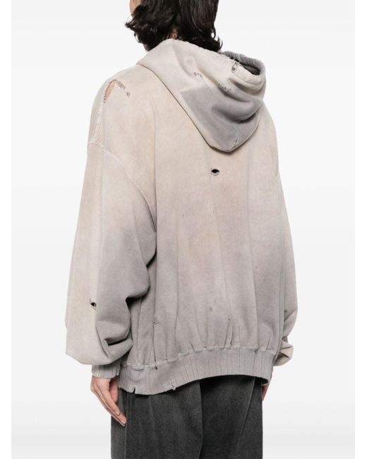 Maison Mihara Yasuhiro Gray Distressed-effect Cotton Hoodie for men