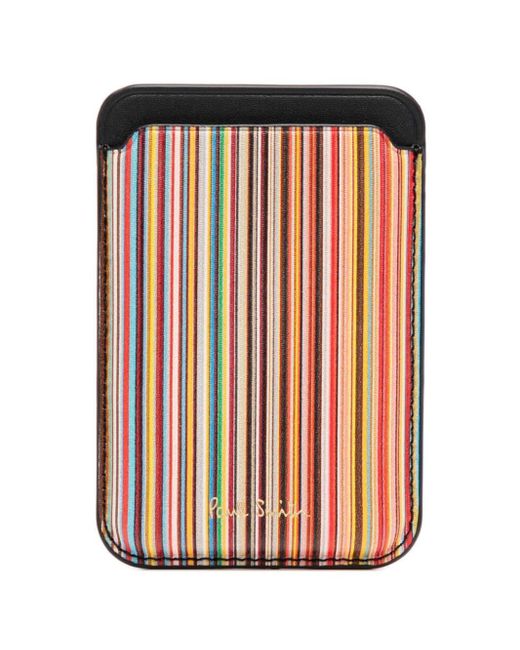 Paul Smith Red Signature Stripe Iphone Magsafe Cardholder for men