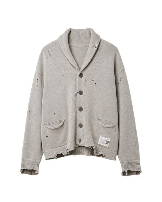Maison Mihara Yasuhiro Gray Sweatshirt Combined Knit Cardigan for men