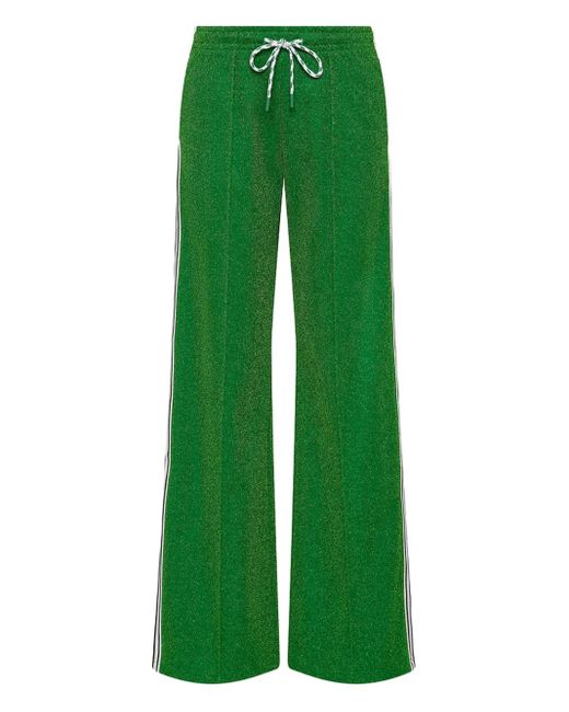 The Upside Green Galaxia Loretta Lurex Side-Stripe Trousers
