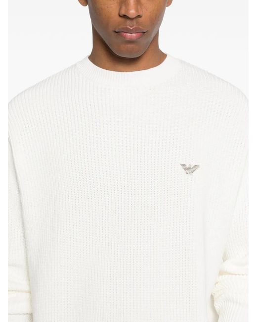 Emporio Armani White Logo-Patch Sweater for men
