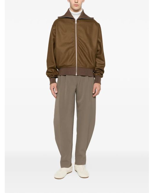 Jil Sander Brown Zip-Up Ribbed Bomber Jacket for men
