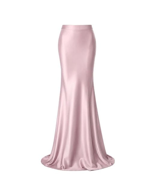 Gemy Maalouf Pink Satin-Finish Floor-Length Skirt