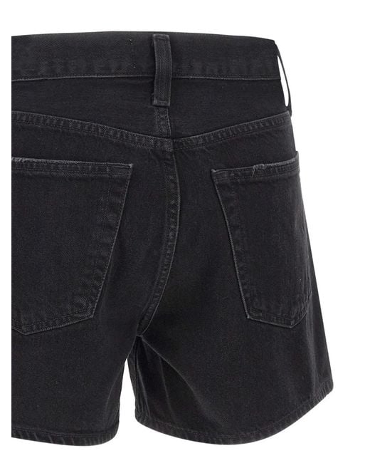 Agolde Black Five-Pocket Denim Shorts