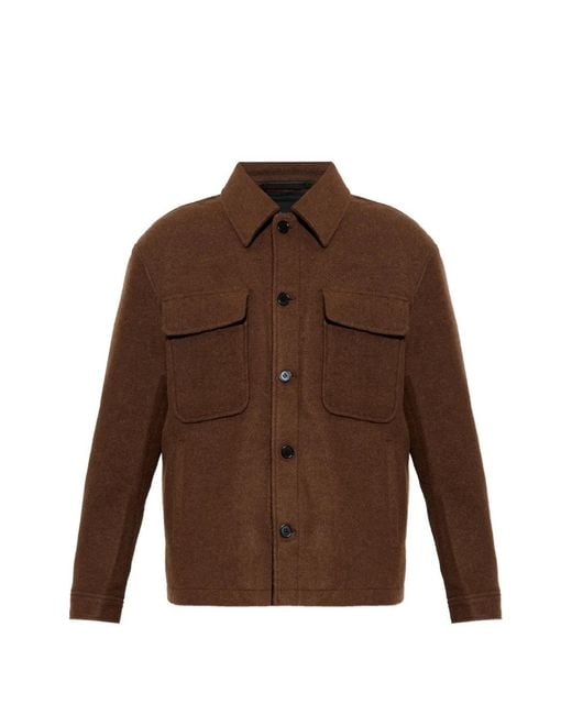 AllSaints Brown Buttoned Pocketed Shirt Jacket for men